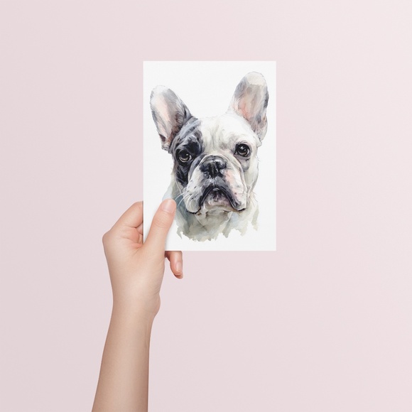 Watercolor French Bulldog Pet Portrait Wall Art Print Poster Unframed - Cute Dog - Picture 5 of 6